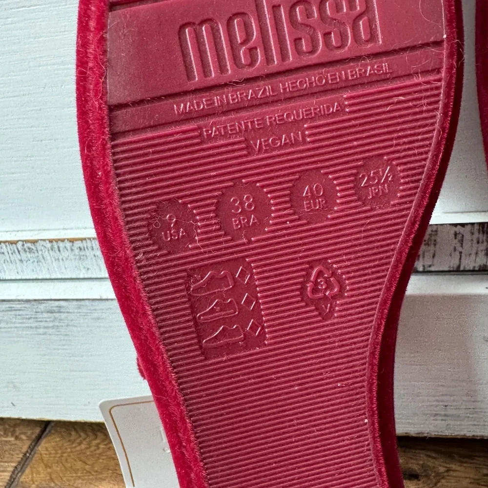 NWT Melissa Soft Ballerina Velvet II Flat Red‎ Women's Size 9